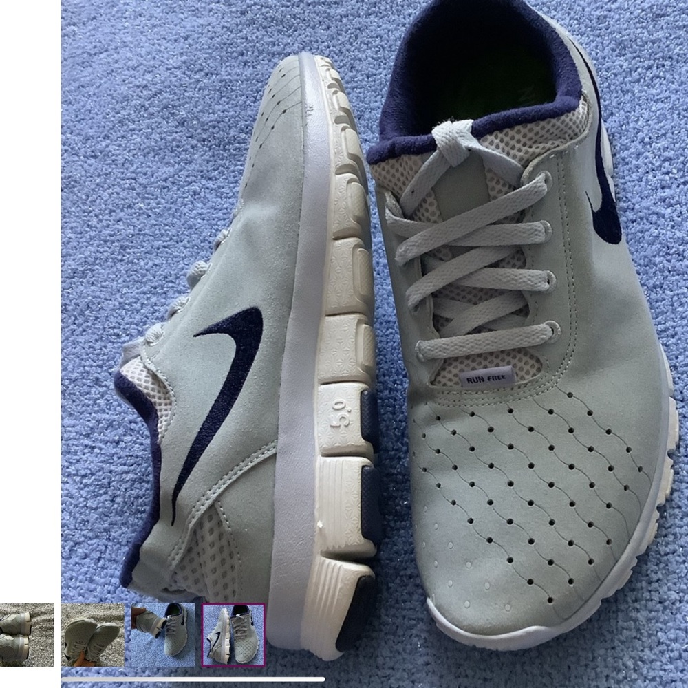 WOMEN'S NIKE FREE RUN 5.0 ATHLETIC SHOES LIGHT GRAY NAVY SIZE 7.5